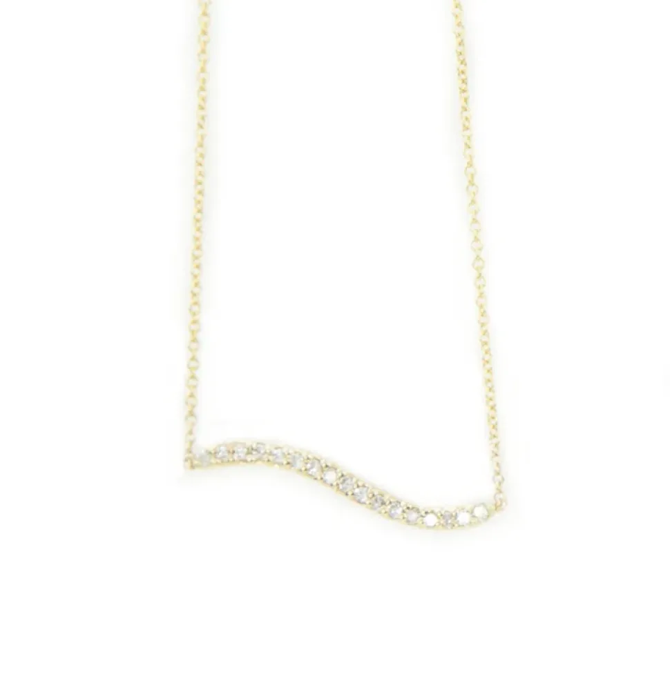 Bermuda Wavy Diamond Bar Necklace 14K Yellow Gold