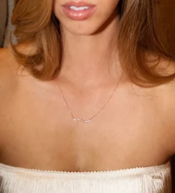 Bermuda Wavy Diamond Bar Necklace Rose Gold