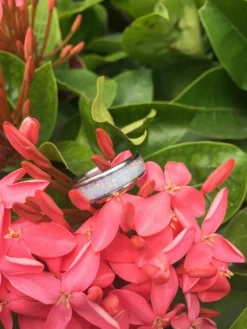 Black Fire And Ice Opal Titanium Ring