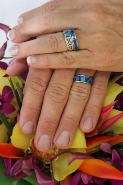 Black Opal Hawaii Titanium Ring Band