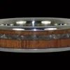 Black Pearl And Koa Wood Inlay Titanium Ring