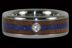 Blue Lapis And Hawaiian Koa Wood Titanium Ring
