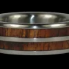 Double Koa Wood Inlay Titanium Ring