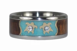 Gold Turtle Diamond Titanium Ring