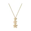 14K 6, 8 & 10Mm Plumeria Lei Slide Pendant With 3 Diamonds