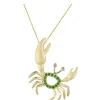 14K Crab Pendant With 2 Diamonds And 14 Tsavorites