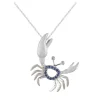 14K Crab Pendant With 2 Diamonds And 14 Blue Sapphires