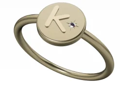 18K Gold Initial Ring W/ Diamond