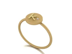 18K Gold Initial Ring W/ Diamond