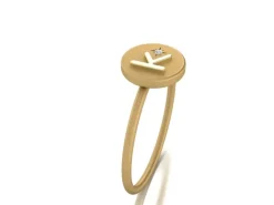 18K Gold Initial Ring W/ Diamond