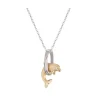 14K 15Mm "Jumping Loop" Dolphin Pendant With 0.01 Carat Diamond