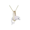 14K 15Mm "Jumping Loop" Dolphin Pendant With 0.01 Blue Diamond