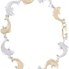 14K 15Mm "Jumping Single" Dolphin Bracelet With 10 Diamonds