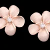 14K 11Mm Plumeria Diamond Earrings