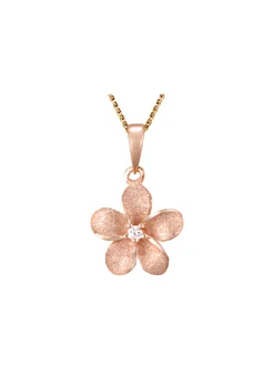 14K 11Mm Plumeria Diamond Pendant