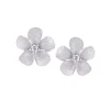 14K 11Mm Plumeria Earring With 2 Diamonds