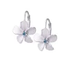 14K 11Mm Plumeria Earrings With 2 Blue Diamonds