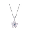 14K 11Mm Plumeria Pendant With Blue Diamond