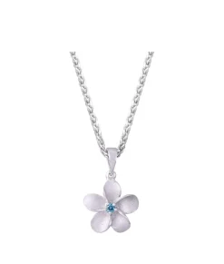 14K 11Mm Plumeria Pendant With Blue Diamond