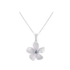 14K 15Mm Plumeria Pendant With Blue Diamond