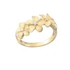 14K 8Mm Plumeria Ring With 3 Diamonds