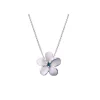 14K 8Mm Plumeria Slide With Blue Diamond
