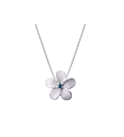 14K 8Mm Plumeria Slide With Blue Diamond