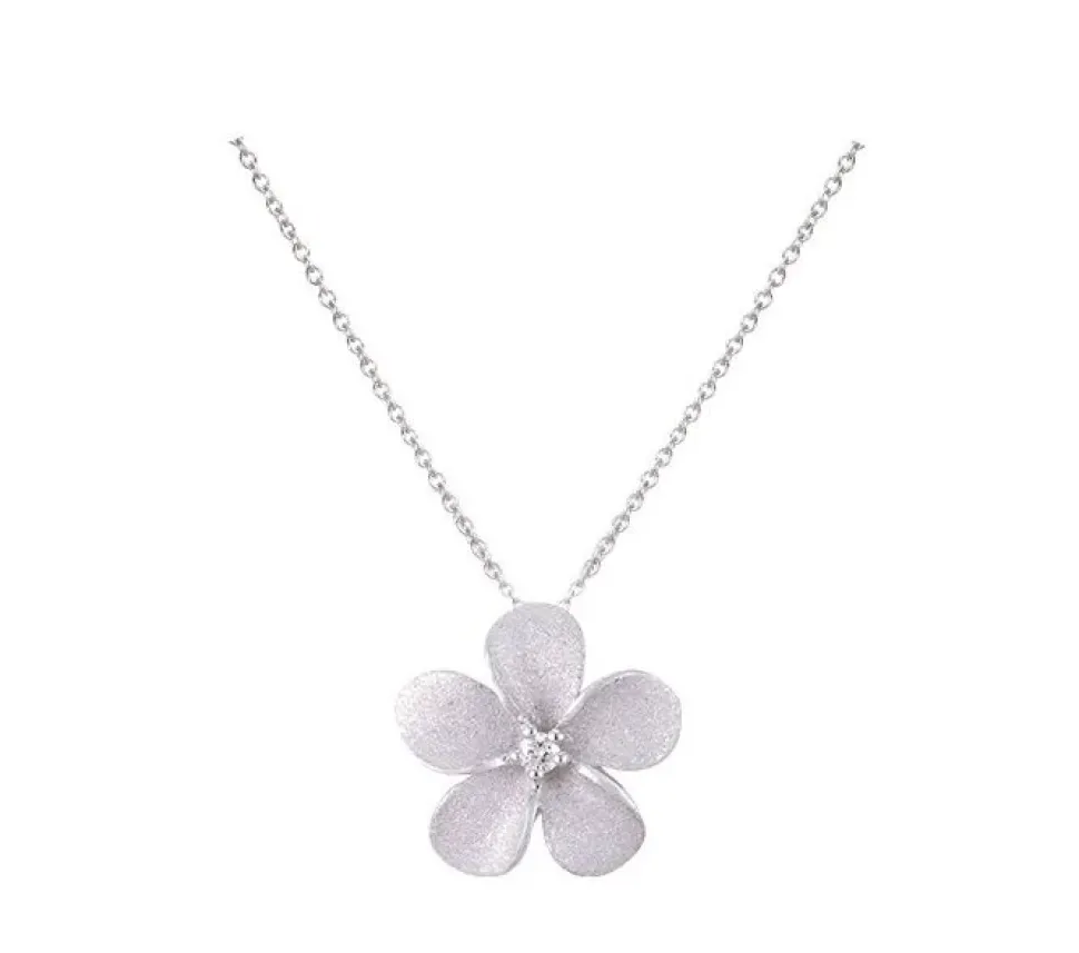 14K 15Mm Plumeria Slide With 0.04 Carats Diamond