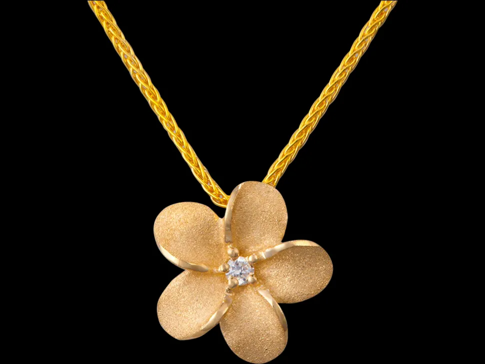 14K 11Mm Plumeria Slide With 0.02 Carat Diamond