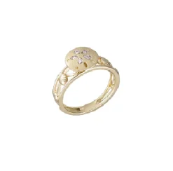 14K 8Mm Sand Dollar Ring With 5 Diamonds
