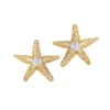 14K 21Mm Starfish Earrings With 10 Diamonds
