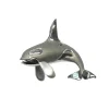 14K 40Mm 2/Tone (Black And White) Killing Whale Pendant With 2 Diamonds
