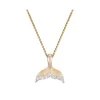 14K 15Mm Whale Tail Pendant With 8 Diamonds