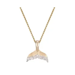 14K 15Mm Whale Tail Pendant With 8 Diamonds