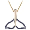 14K 20Mm Whale Tail Pendant With 34 Blue Sapphires