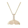 14K 25Mm Whale Tail Pendant With 5 Diamonds