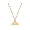 14K 15Mm Whale Tail Pendant With 5 Diamonds