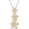 14K Plumeria Lei Slide Pendant With 3 Diamonds