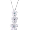14K Plumeria Lei Slide Pendant With Blue Diamonds