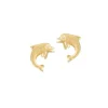 14K Stud Dolphin Earrings With 0.02 Carat Diamonds