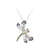 14K 2/Tone Dragonfly Pendant With 16 Blue Sapphires And 7 Tsavorites