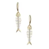 14K 2/Tone Fish Bone Earrings With 16 Diamonds