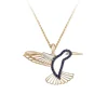 14K 2/Tone Hummingbird Pendant With Diamond And 27 Blue Sapphires With Black Rhodium