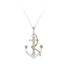 14K 2/Tone 20Mm "Anchor" Pendant With 2 Tanzanite And 8 Diamonds