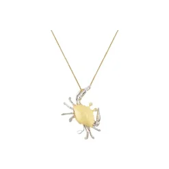 14K 2/Tone 18Mm Crab Pendant With 2 Diamonds