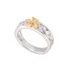 14K 2/Tone 8Mm "Hang 5" Plumeria Diamond Ring