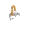 14K 2/Tone 15Mm "Jumping Loop" Dolphin Pendant With 11 Diamonds
