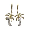14K 2/Tone 15Mm Palm Tree Earring With 12 Diamonds