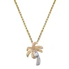 14K 2/Tone 15Mm Palm Tree Pendant With Diamond