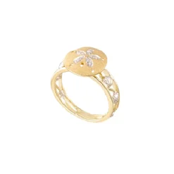 14K 2/Tone 12Mm Sand Dollar Ring With 10 Diamonds